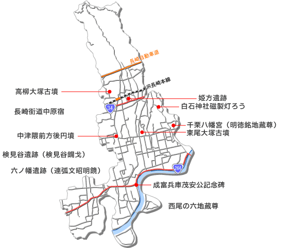 地図：古墳遺跡の場所