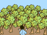 イラスト：栗の木がたくさん生えている所
