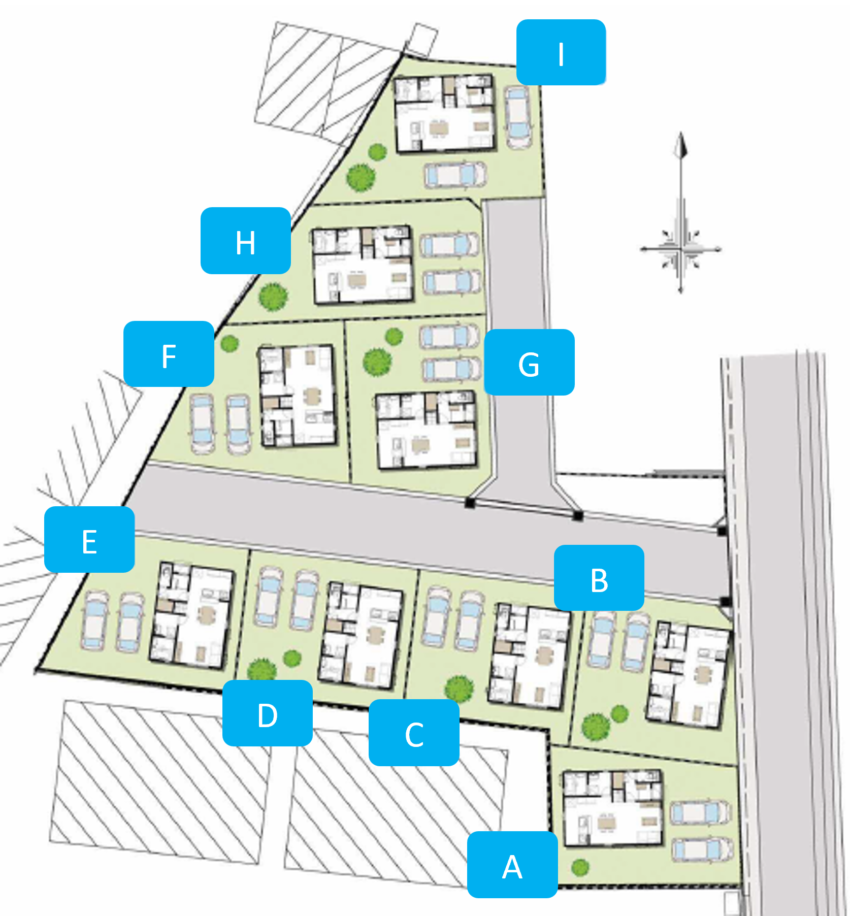 原古賀定住促進住宅の住宅位置図