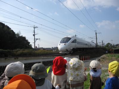園外散歩電車を見に
