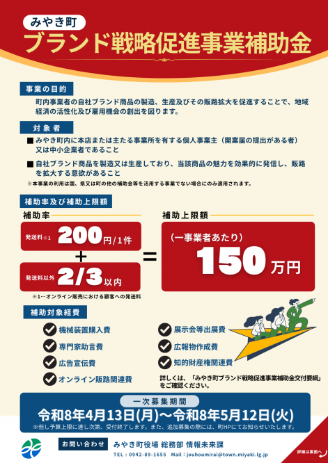 ブランド戦略促進事業補助金チラシ表 ブランド戦略促進事業補助金チラシ表